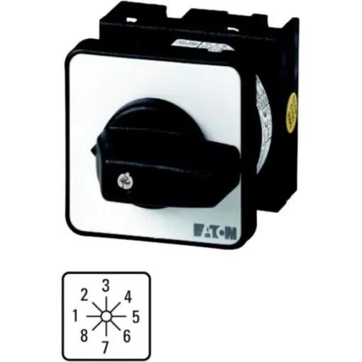 Eaton, 1P 8 Position 45° Multi Step Cam Switch, 690V (Volts), 20A, Toggle Actuator - 013706 T0-4-153/E product image