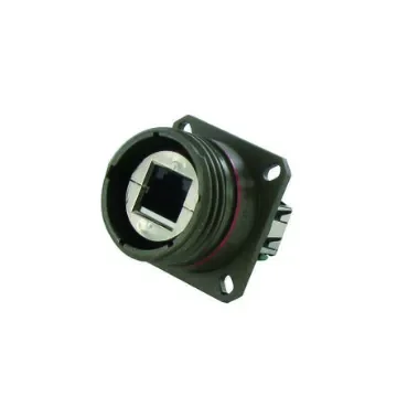 Amphenol Socapex RJF TV6A Series Receptacle Ethernet Connector, Flange Mount, Cat6a Straight 1 Port 8 -Way - RJFTV6A2A1ZN product image