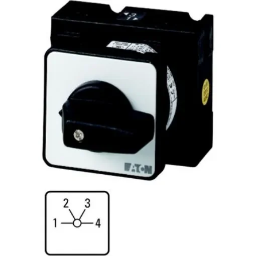 Eaton, 1P 4 Position 60° Multi Step Cam Switch, 690V (Volts), 32A, Toggle Actuator - 018449 T3-2-8231/EZ product image