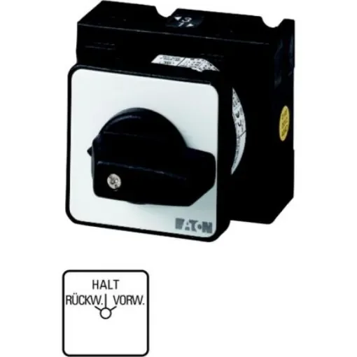 Eaton, 2P 3 Position 45° Motor Reversing Cam Switch, 690V (Volts), 32A, Toggle Actuator - 020034 T3-3-8622/E product image