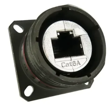 Amphenol Socapex RJF 6A Series Receptacle Ethernet Connector, Flange Mount, Cat6a Straight 1 Port 8 -Way - RJF6A2SA1G product image