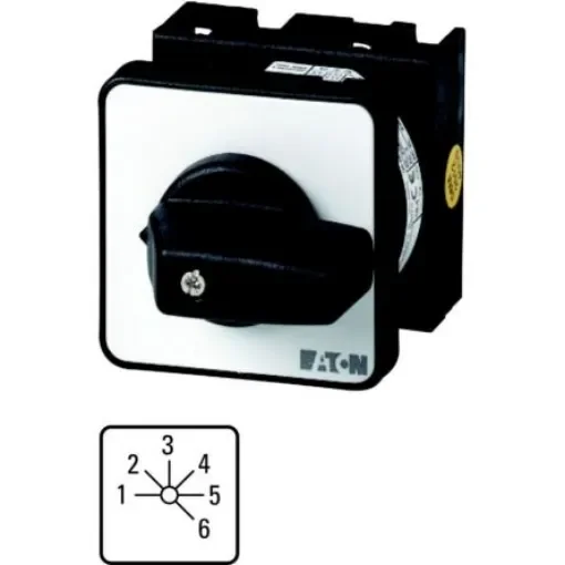 Eaton, 1P 6 Position 45° Multi Step Cam Switch, 690V (Volts), 20A, Toggle Actuator - 043599 T0-3-8233/EZ product image