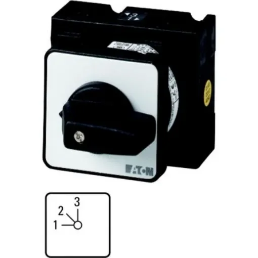Eaton, 1P 3 Position 45° Multi Step Cam Switch, 690V (Volts), 32A, Toggle Actuator - 076102 T3-2-8230/E product image