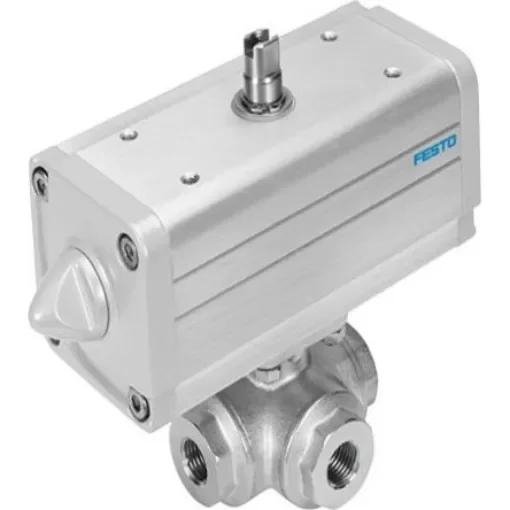 Festo Pneumatic 2 port Actuated Ball Valve - Double Acting, 6 - 8.4bar Operating Pressure - VZBA-11/2"-GGG-63-32T-F0405-V4V4T-PP60-R-90-C product image