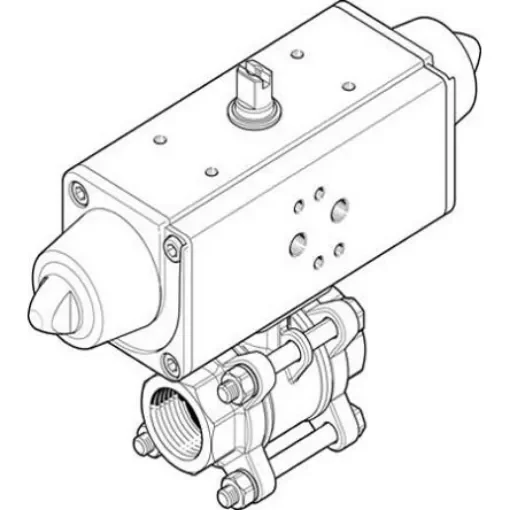 Festo Pneumatic 2 port Actuated Ball Valve - Single Acting, 6 - 8.4bar Operating Pressure - VZBA-21/2"-GG-63-T-22-F0710-V4V4T-PS120-R-90-4-C product image