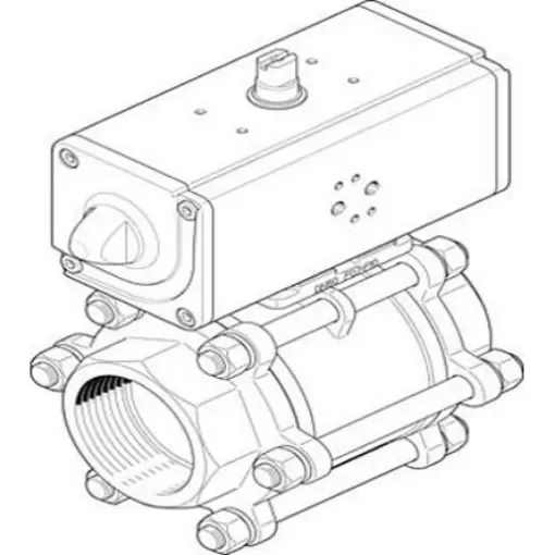 Festo Pneumatic 2 port Actuated Ball Valve - Double Acting, 6 - 8.4bar Operating Pressure - VZBA-3"-GG-63-T-22-F0710-V4V4T-PP180-R-90-C product image