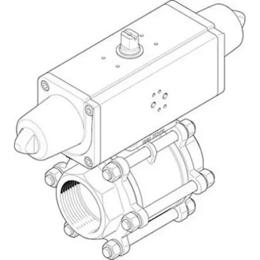 Festo Pneumatic 2 port Actuated Ball Valve - Single Acting, 6 - 8.4bar Operating Pressure - VZBA-3"-GG-63-T-22-F0710-V4V4T-PS180-R-90-4-C product image