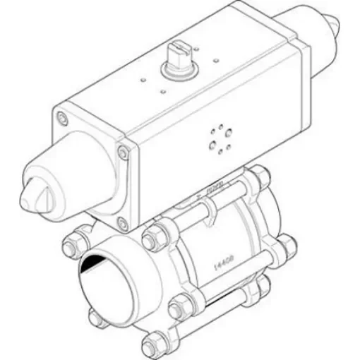 Festo Pneumatic 2 port Actuated Ball Valve - Single Acting, 6 - 8.4bar Operating Pressure - VZBA-3"-WW-63-T-22-F0710-V4V4T-PS180-R-90-4-C product image