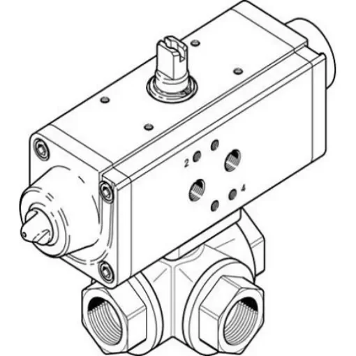 Festo Pneumatic 2 port Actuated Ball Valve - Single Acting, 6 - 8.4bar Operating Pressure - VZBA-3/4"-GGG-63-32L-F0405-V4V4T-PS30-R-90-4-C product image