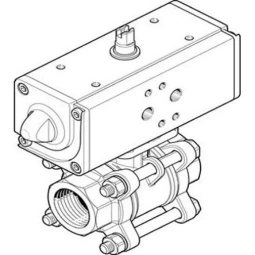 Festo Pneumatic 2 port Actuated Ball Valve - Double Acting, 6 - 8.4bar Operating Pressure - VZBA-3/8"-GG-63-T-22-F0304-V4V4T-PP15-R-90-C product image
