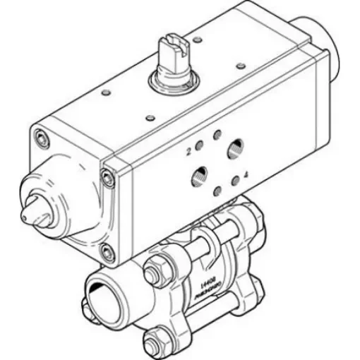 Festo Pneumatic 2 port Actuated Ball Valve - Single Acting, 6 - 8.4bar Operating Pressure - VZBA-3/8"-WW-63-T-22-F0304-V4V4T-PS15-R-90-4-C product image