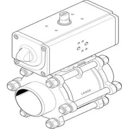 Festo Pneumatic 2 port Actuated Ball Valve - Double Acting, 6 - 8.4bar Operating Pressure - VZBA-4"-WW-63-T-22-F10-V4V4T-PP240-R-90-C product image