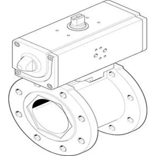 Festo Pneumatic 2 port Actuated Ball Valve - Double Acting, 6 - 8.4bar Operating Pressure - VZBC-100-FF-16-22-F0710-V4V4T-PP240-R-90-C product image