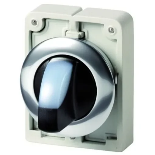 Eaton Toggle Selector Switch - 30mm Cutout Diameter, Illuminated 2 Positions - 187126 M30C-FWLKV-W product image