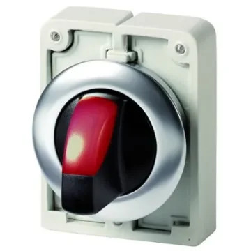 Eaton Toggle Selector Switch - 30mm Cutout Diameter, Illuminated 2 Positions - 188079 M30I-FWRLK-R product image