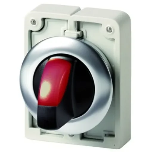 Eaton Toggle Selector Switch - 30mm Cutout Diameter, Illuminated 2 Positions - 188079 M30I-FWRLK-R product image