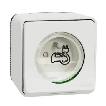 Schneider Electric Mureva Styl Grey, White 1 Gang EV Charging Socket, 2 Poles, 16A, French 2P, Indoor, Outdoor Use - MUR39010 product image