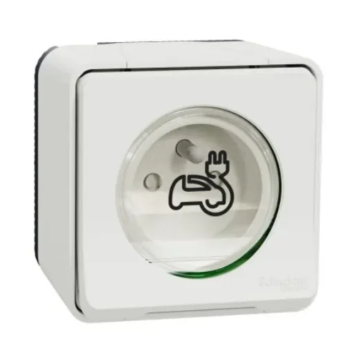 Schneider Electric Mureva Styl Grey, White 1 Gang EV Charging Socket, 2 Poles, 16A, French 2P, Indoor, Outdoor Use - MUR39010 product image