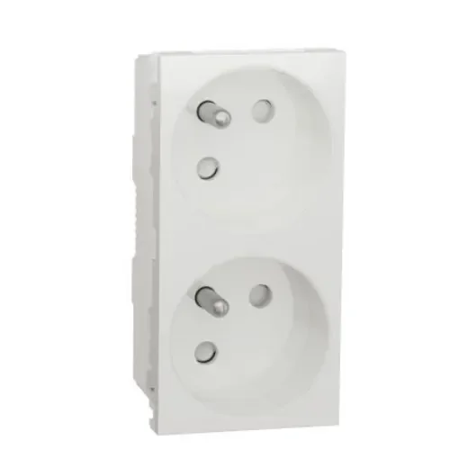 Schneider Electric White 2 Gang Power Socket, 2 Poles, 16A, French 2P, Indoor Use - NU306918 product image