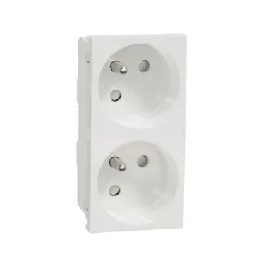 Schneider Electric White 2 Gang Power Socket, 2 Poles, 16A, French 2P, Indoor Use - NU306918T product image