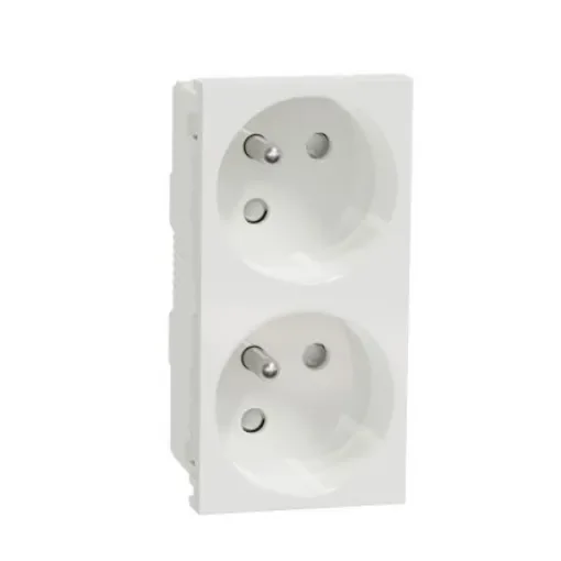 Schneider Electric White 2 Gang Power Socket, 2 Poles, 16A, French 2P, Indoor Use - NU306918T product image
