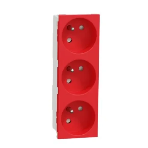 Schneider Electric Red 3 Gang Power Socket, 2 Poles, 16A, French 2P, Indoor Use - NU307903 product image