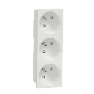 Schneider Electric White 3 Gang Power Socket, 2 Poles, 16A, French 2P, Indoor Use - NU307918 product image