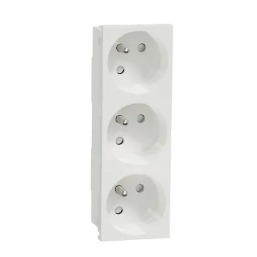 Schneider Electric White 3 Gang Power Socket, 2 Poles, 16A, French 2P, Indoor Use - NU307918 product image