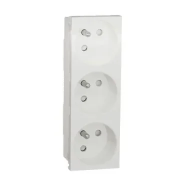 Schneider Electric White 3 Gang Power Socket, 2 Poles, 16A, French 2P, Indoor Use - NU307918T product image