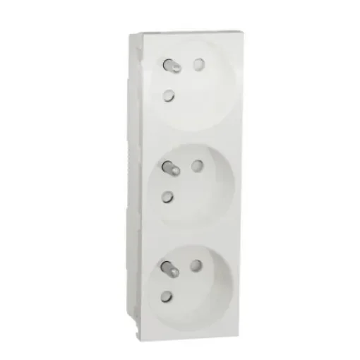 Schneider Electric White 3 Gang Power Socket, 2 Poles, 16A, French 2P, Indoor Use - NU307918T product image