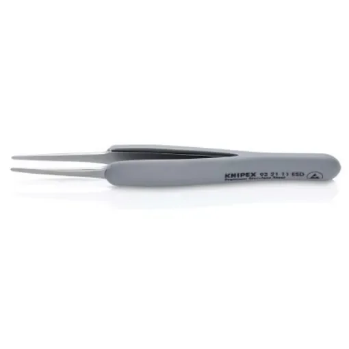 Knipex 123 mm, Stainless Steel, Fine, Straight, ESD Tweezers - 92 21 11 ESD product image