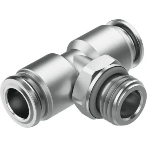 Festo NPQR Series T Fitting, G 1/4 Male to 8 mm, Threaded-to-Tube Connection Style, 8085694 - NPQR-T-G14-Q8 product image