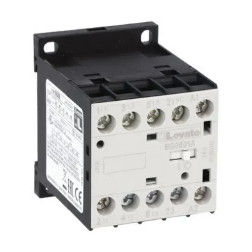 Lovato BG06 Contactor, 24 V ac Coil, 3-Pole, 6 A, 3 kW, 690 V - 11BG0601A02460 product image
