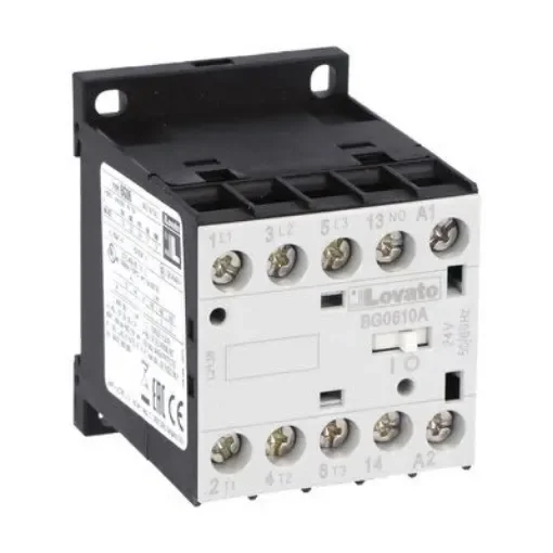 Lovato BG06 Contactor, 575 V Coil, 3-Pole, 6 A, 3 kW, 1NO, 690 V - 11BG0610A57560 product image