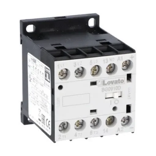 Lovato BG09 Contactor, 220 V dc Coil, 3-Pole, 9 A, 22 kW, 1NO, 690 V - 11BG0910D220 product image