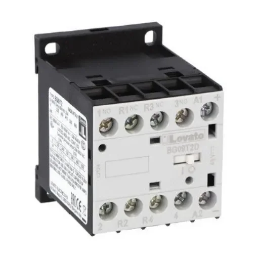 Lovato BG09 Contactor, 12 V dc Coil, 4-Pole, 4 A, 22 kW, 2NO + 2NC, 690 V - 11BG09T2D012 product image