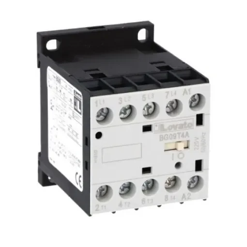 Lovato BG09 Contactor, 230 V Coil, 4-Pole, 9 A, 22 kW, 690 V - 11BG09T4A23060 product image