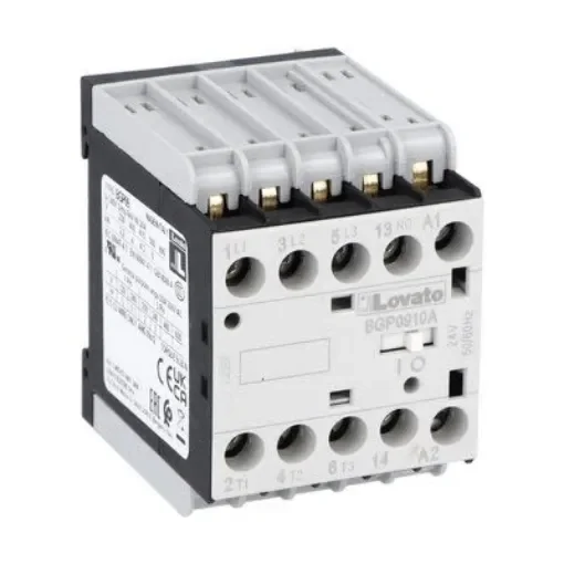 Lovato BGP09 Contactor, 60 V Coil, 3-Pole, 9 A, 5 kW, 1NC, 500 V - 11BGP0910A12060 product image