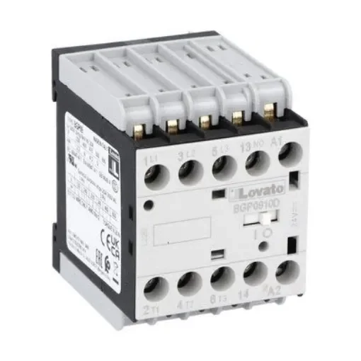 Lovato BGP09 Contactor, 60 V Coil, 3-Pole, 9 A, 5 kW, 1NC, 500 V - 11BGP0910D060 product image