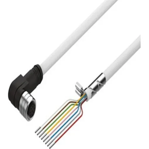 Right Angle Female 8 way M12 to Straight 8 way Unterminated Cable, 2.5m - NEBM-M12W8-E-2.5-LE8 product image