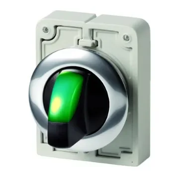 Eaton Toggle Selector Switch - 30mm Cutout Diameter, Illuminated 2 Positions - 187121 M30C-FWLK-G product image