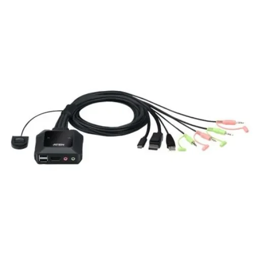 Aten 2 Port USB DisplayPort KVM Switch, 3.5 mm Jack 4096 x 2160 Maximum Resolution - CS52DP product image