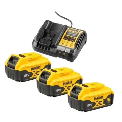 DeWALT DCB1104P3-QW 5Ah 18V Battery & Charger, For Use With DEWALT XR product image