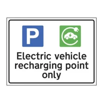 Spectrum Industrial Aluminium Black, White Safe Conditions Sign, Electric Vehicle Charging Point, English - 14981 product image