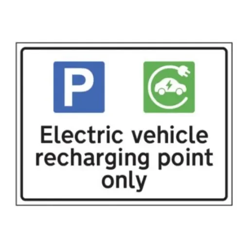 Spectrum Industrial Aluminium Black, White Safe Conditions Sign, Electric Vehicle Charging Point, English - 14981 product image