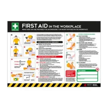 Workplace First Aid Guidance Safety Poster, PVC, English, 420 mm, 594mm - 16208 product image
