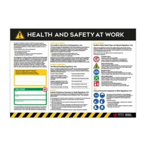 Health & Safety At Work Guidance Safety Poster, PVC, English, 420 mm, 594mm - 16209 product image
