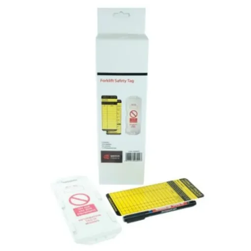 Spectrum Industrial TG02 Series White Safety Forklift Tag, English Language, 21Each per Pack - TG02BOX product image