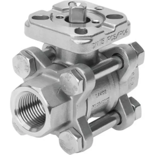 Festo Stainless Steel 2 Way, Ball Valve, Threaded 1/4in, 8mm, 63bar Operating Pressure - VZBA-1/4"-GG-63-T-22-F0304-V4V4T product image