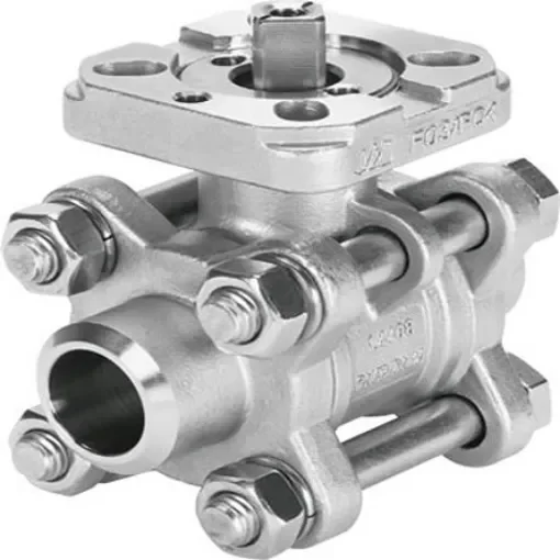 Festo Stainless Steel 2 Way, Ball Valve, Threaded, 8mm, 63bar Operating Pressure - VZBA-1/4"-WW-63-T-22-F0304-V4V4T product image